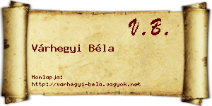 Várhegyi Béla névjegykártya